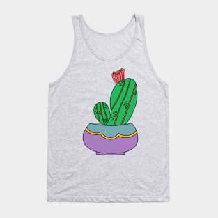 Cute Cactus Design #155: Cactus With Bloom In Pretty Pot Tank Top